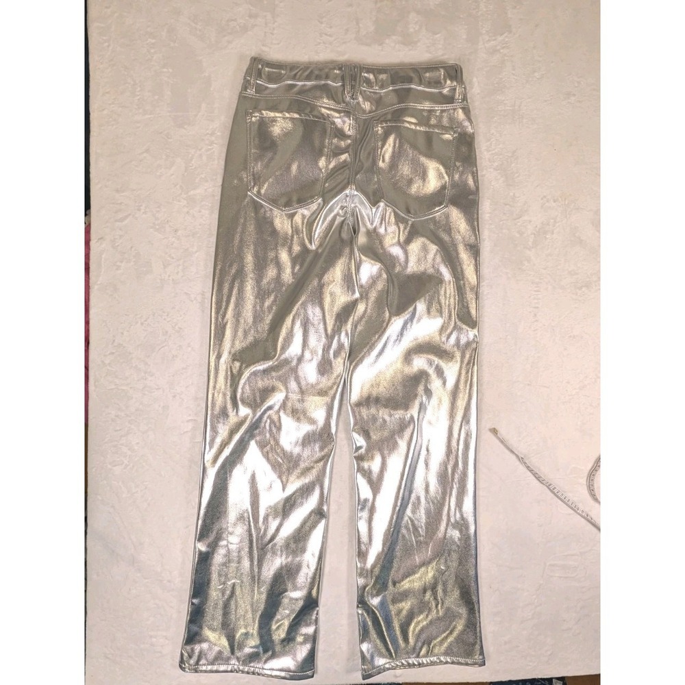 Gibson Latimer Women Silver Metallic Perfect Fit Wide Leg READ Pants Size 8 - Picture 4 of 14